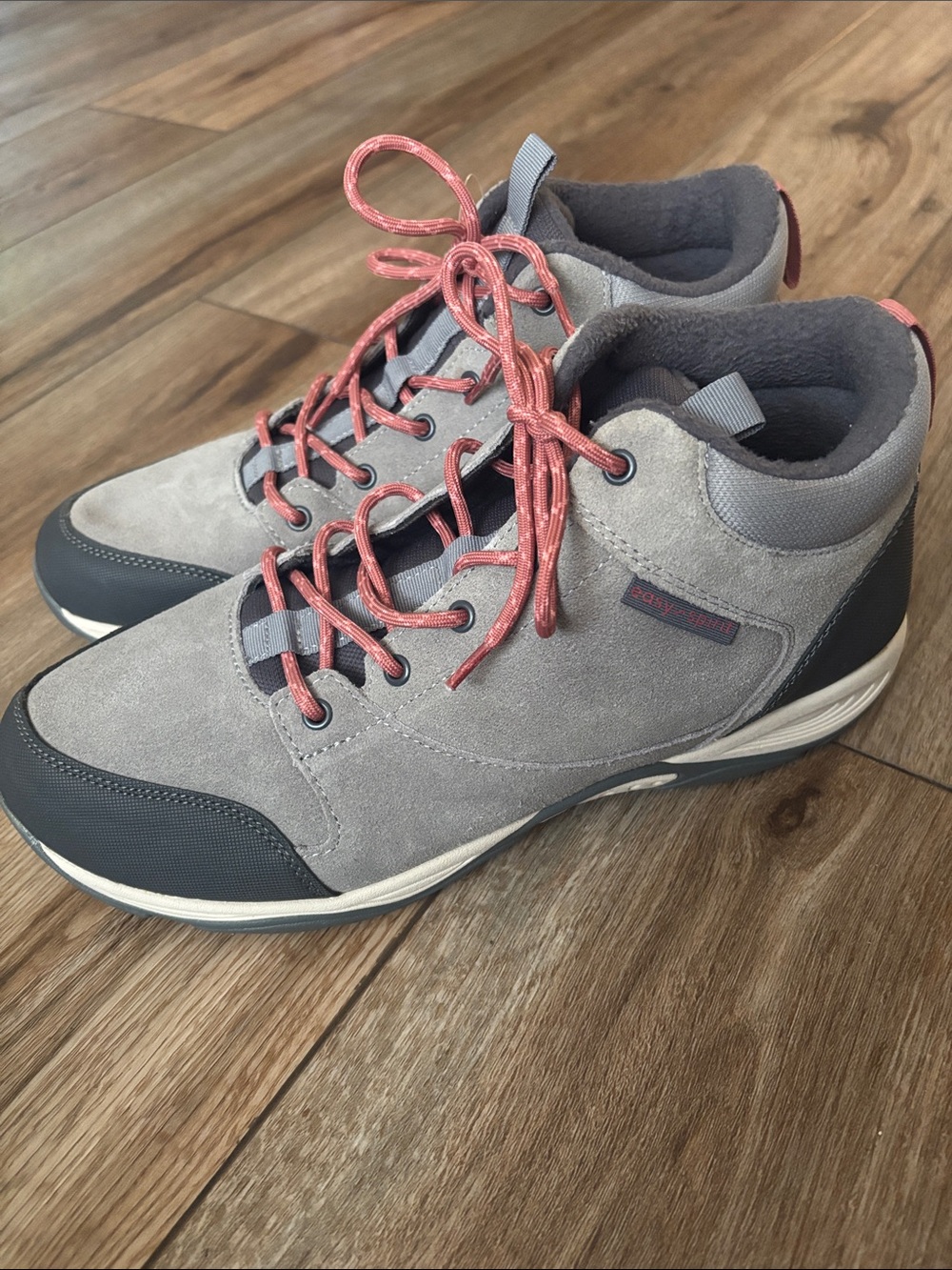 Easy Spirit Ehike Suede Mid-Top Hiking Boots - Women's Grey/Pink 12W